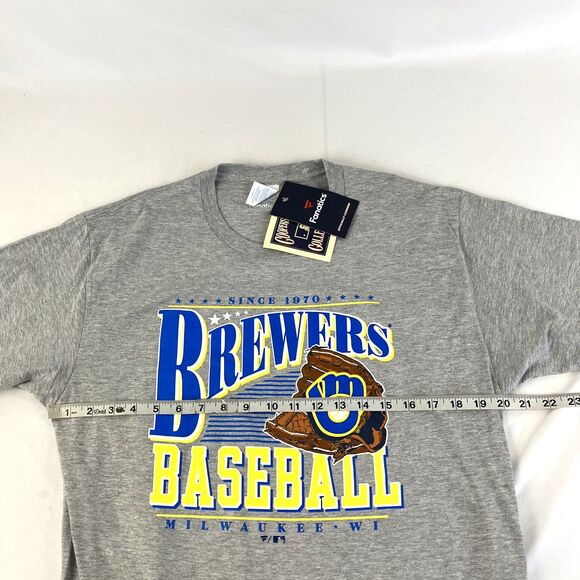 New Mens Fanatics Milwaukee Brewers Cooperstown Collection T-Shirt Sz L NWT Gray - Picture 5 of 6